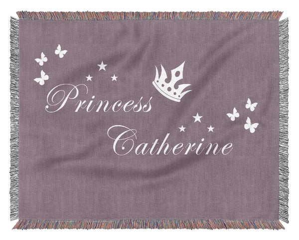 Girls Room Quote Your Own Name Princess 2 Dusty Pink Woven Blanket