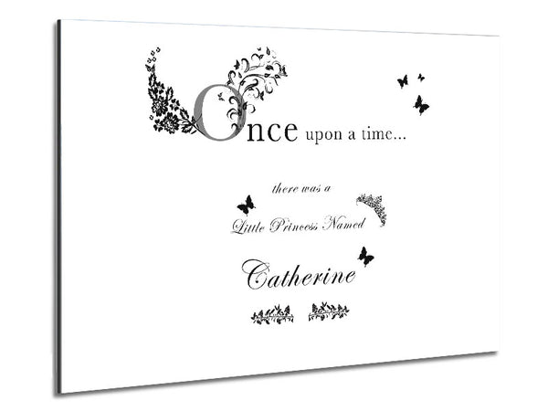 Once Upon A Time Your Name White Metal Print
