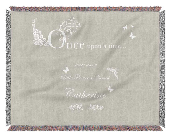 Girls Room Quote Once Upon A Time Your Name Pink Woven Blanket