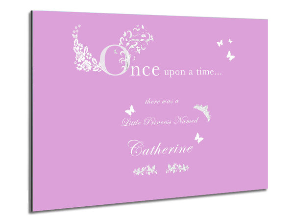 Girls Room Quote Once Upon A Time Your Name Pink Metal Print