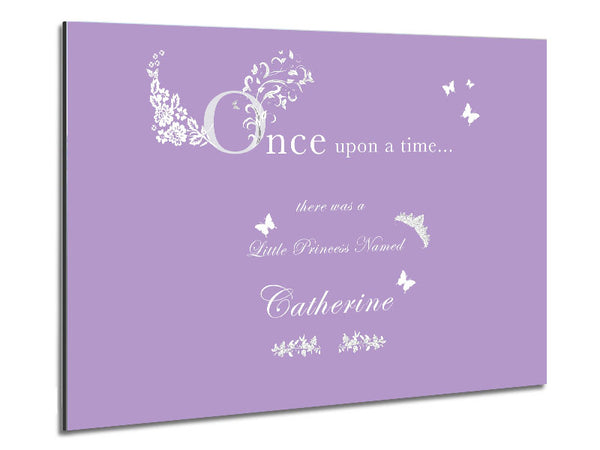 Girls Room Quote Once Upon A Time Your Name Lilac Metal Print