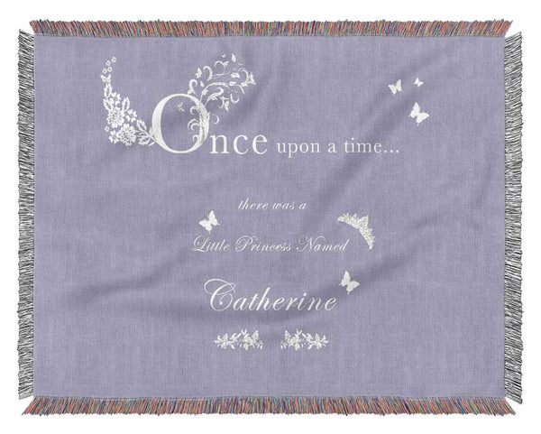 Girls Room Quote Once Upon A Time Your Name Lilac Woven Blanket