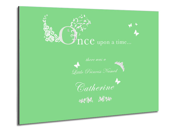 Once Upon A Time Your Name Green Metal Print