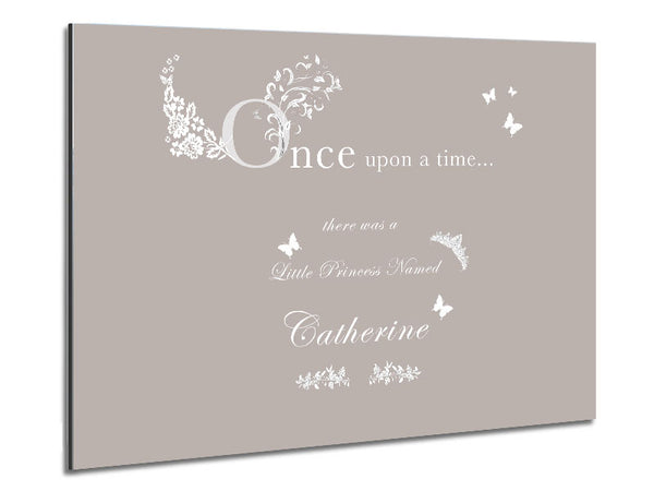 Once Upon A Time Your Name Beige Metal Print