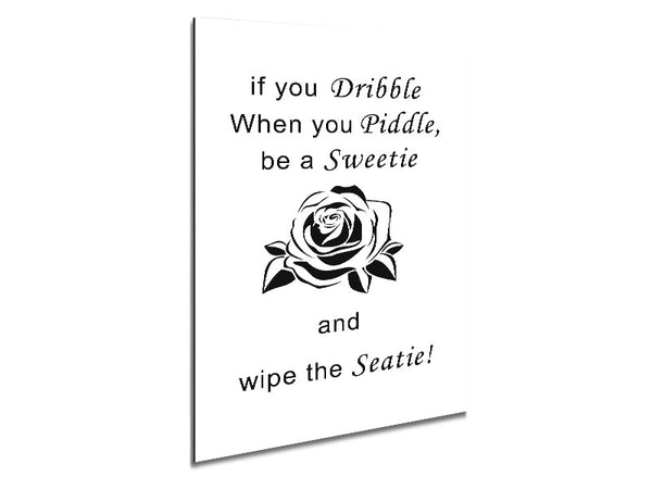 Bathroom Quote If You Dribble White Metal Print