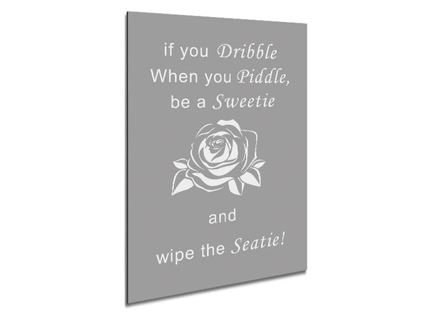 Bathroom Quote If You Dribble Grey White Metal Print