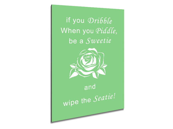 Bathroom Quote If You Dribble Green Metal Print