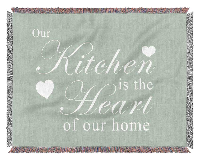 Kitchen Quote Our Kitchen Is The Heart Beige Woven Blanket