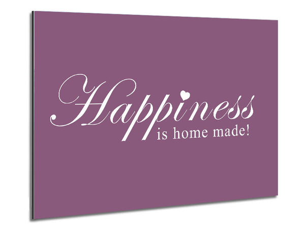 Home Quote Happiness Is Home Made Dusty Pink Metal Print