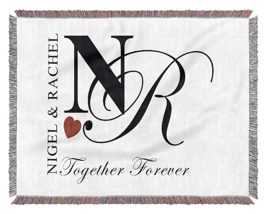 Your Names And Initials Together Forever White Woven Blanket