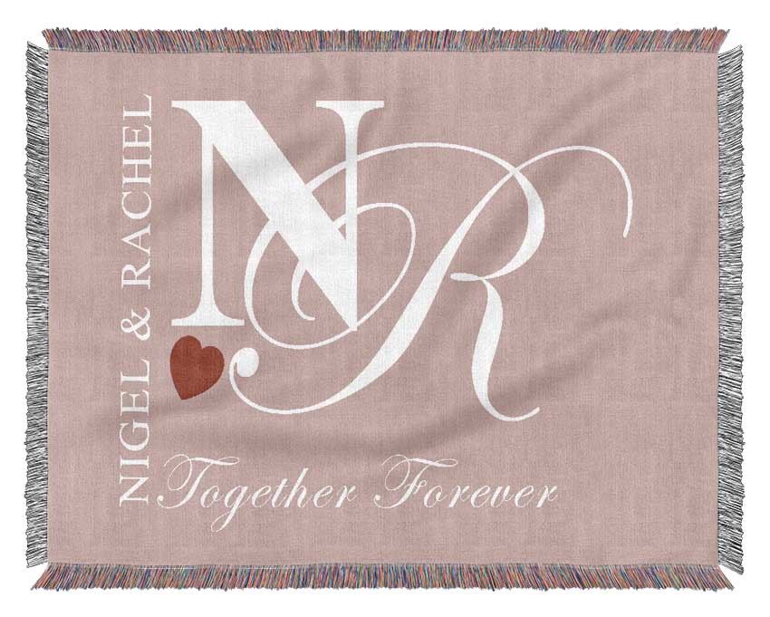 Your Names And Initials Together Forever Vivid Pink Woven Blanket