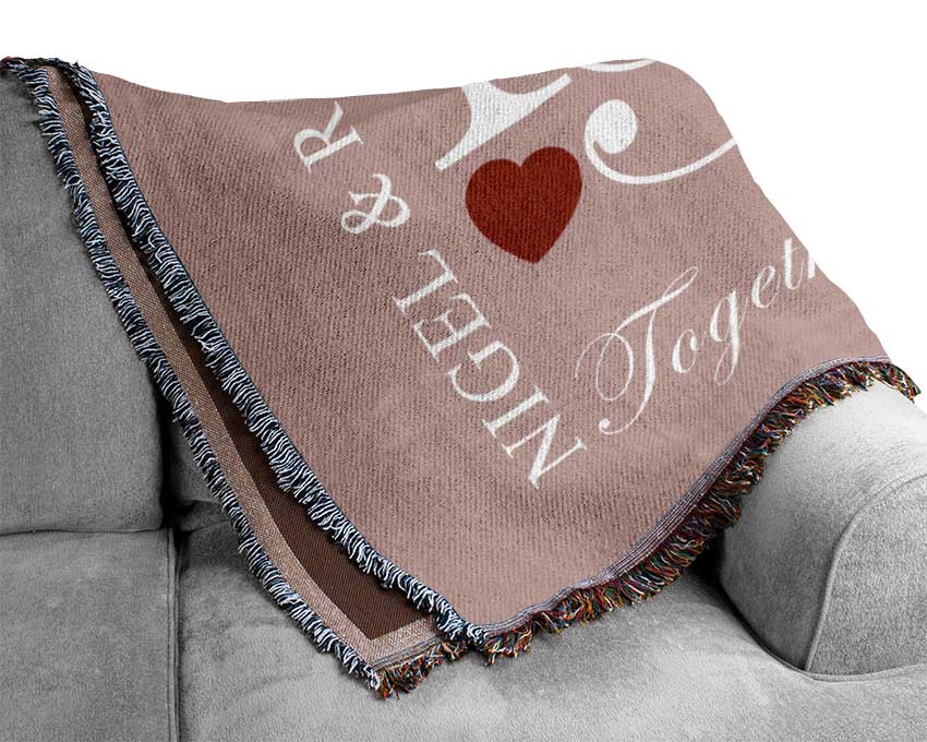 Your Names And Initials Together Forever Vivid Pink Woven Blanket