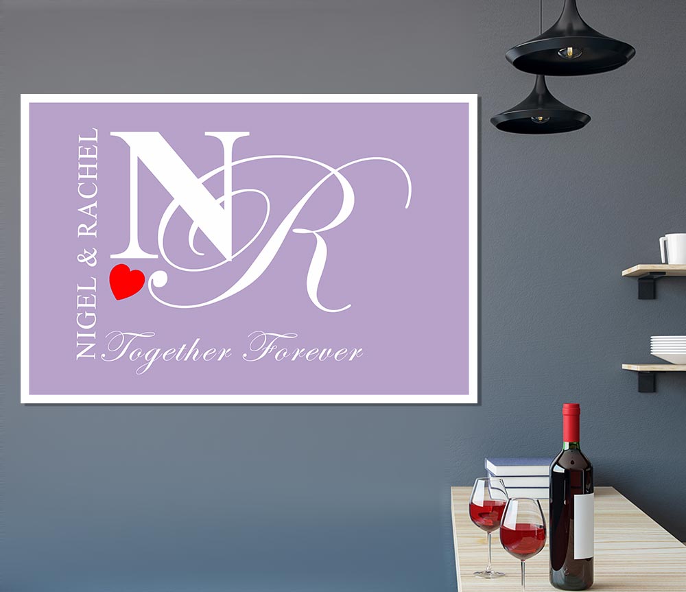 Your Names And Initials Together Forever Lilac Print Poster Wall Art