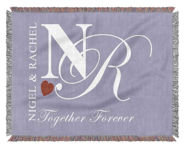 Your Names And Initials Together Forever Lilac Woven Blanket