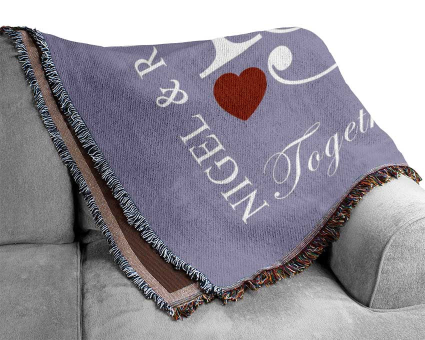 Your Names And Initials Together Forever Lilac Woven Blanket