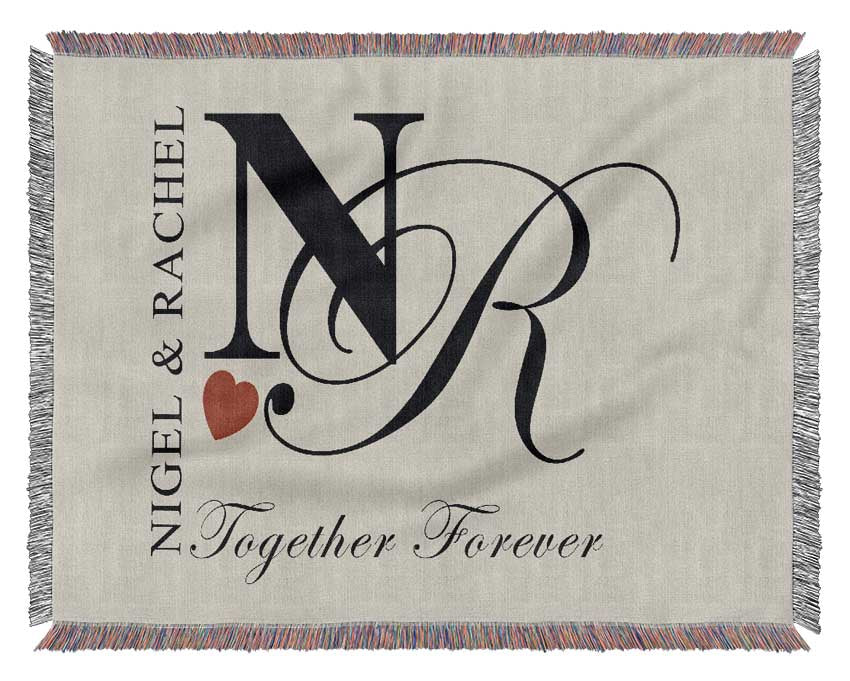 Your Names And Initials Together Forever Grey Woven Blanket
