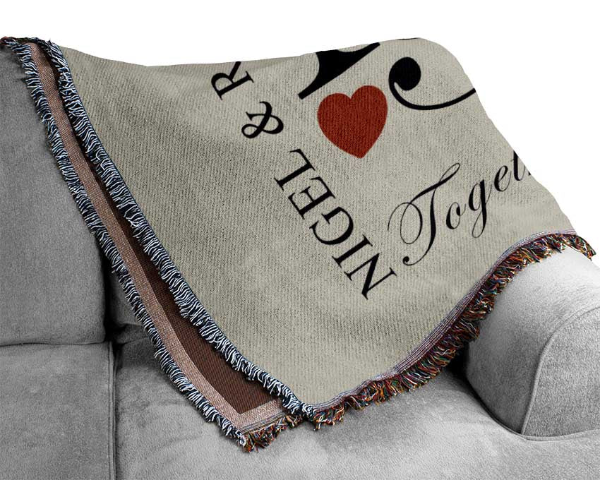 Your Names And Initials Together Forever Grey Woven Blanket