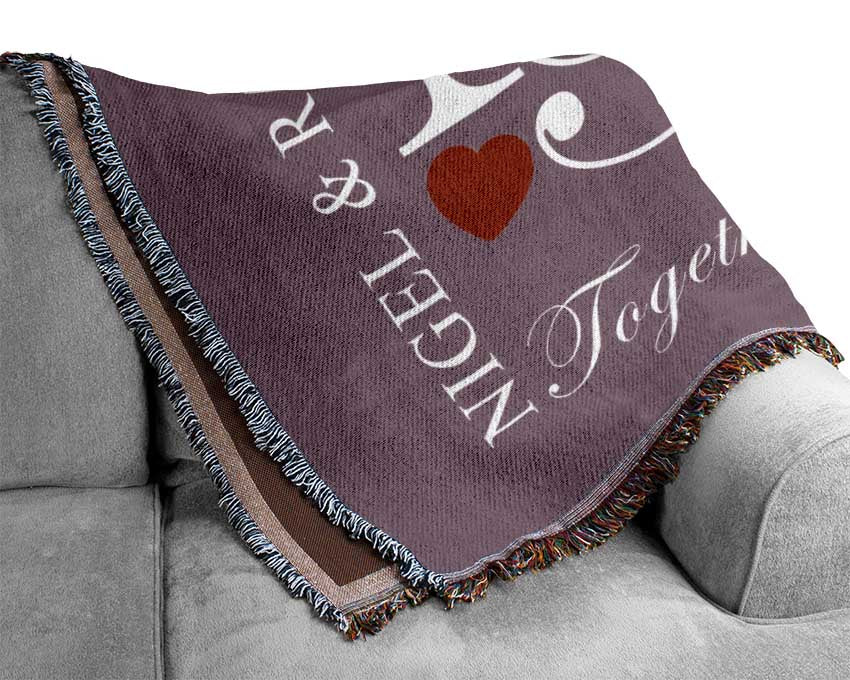 Your Names And Initials Together Forever Dusty Pink Woven Blanket