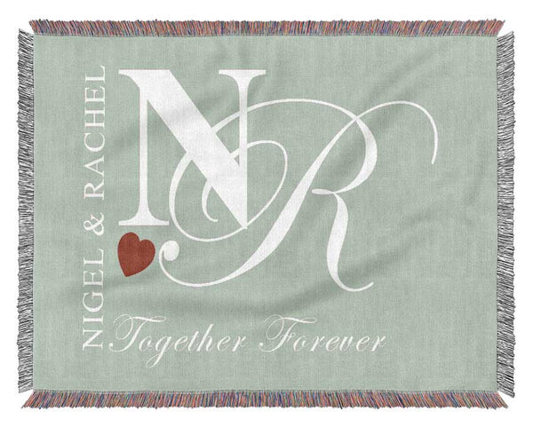 Your Names And Initials Together Forever Beige Woven Blanket