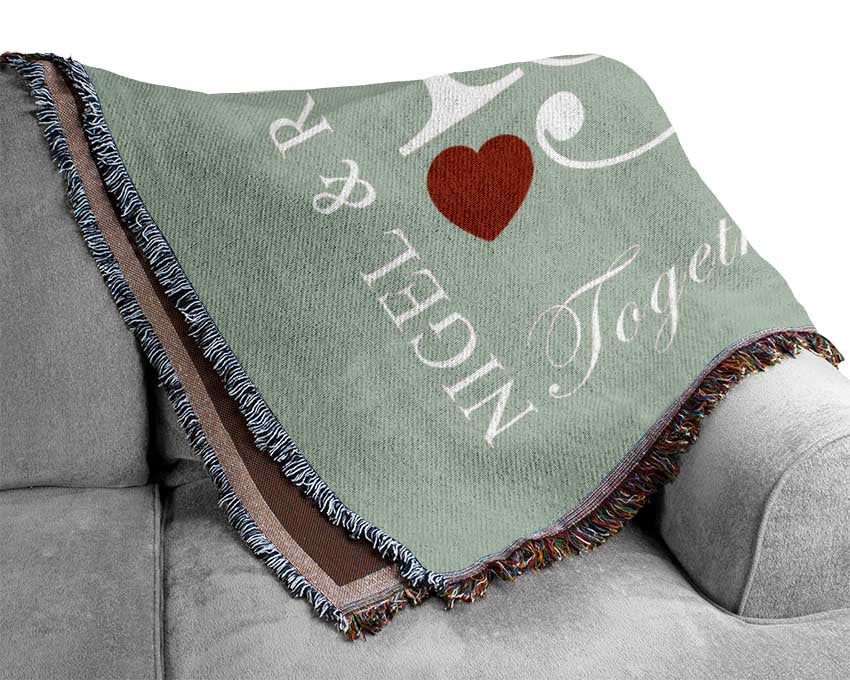 Your Names And Initials Together Forever Beige Woven Blanket