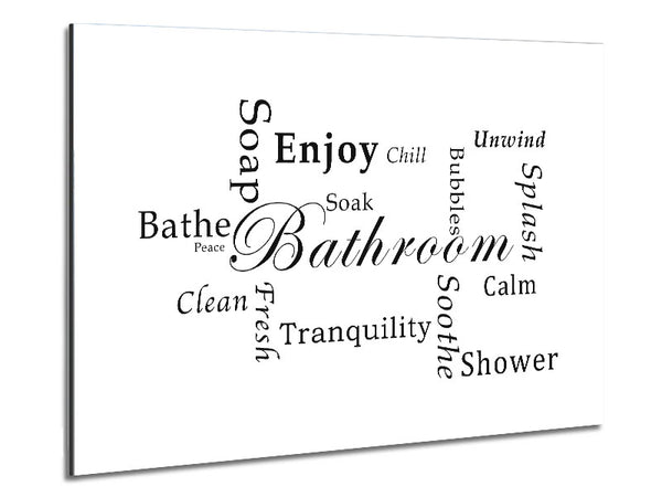 Bathroom Quote Bathroom Tranquility White Metal Print
