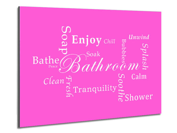 Bathroom Quote Bathroom Tranquility Vivid Pink Metal Print