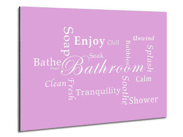 Bathroom Quote Bathroom Tranquility Pink Metal Print