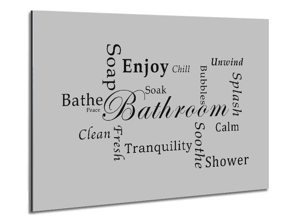 Bathroom Quote Bathroom Tranquility Grey Metal Print