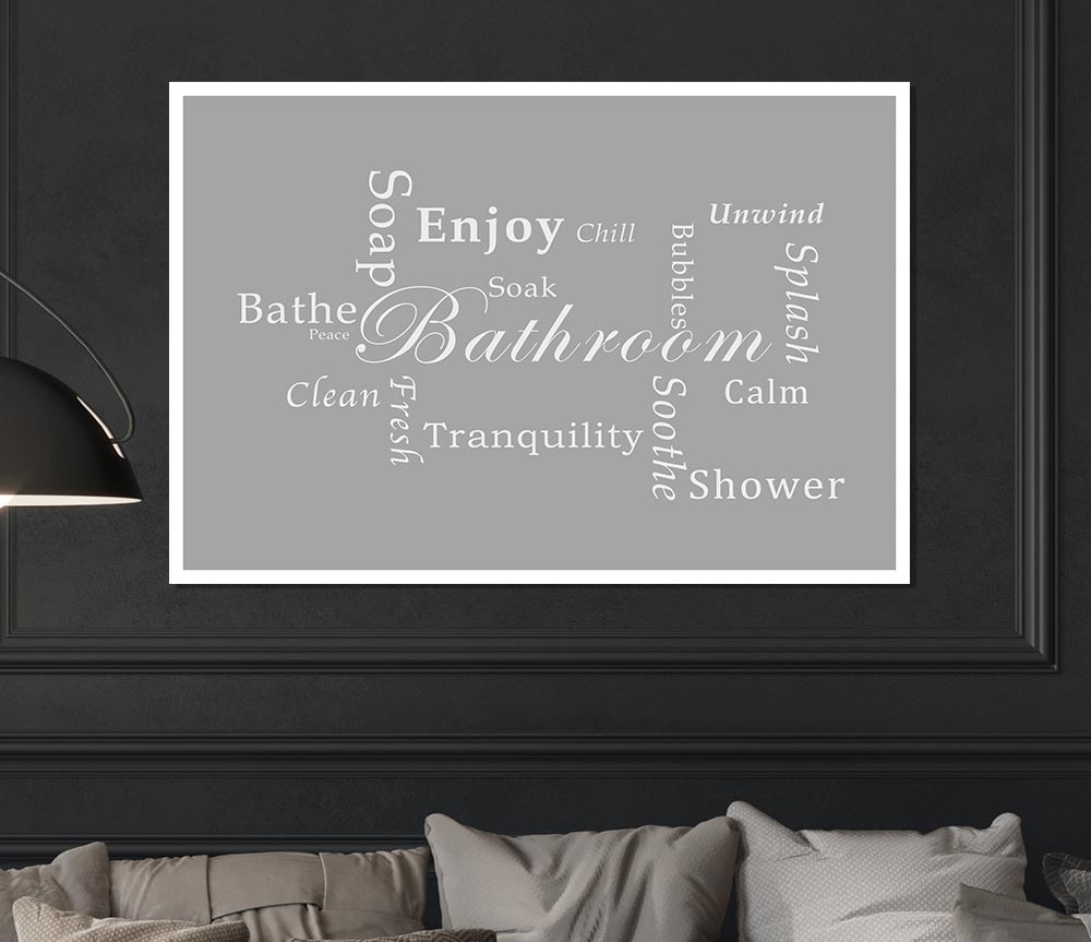 Bathroom Quote Bathroom Tranquility Grey White Print Poster Wall Art