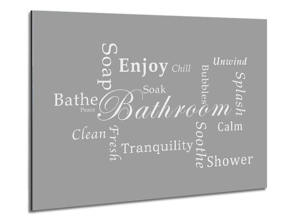 Bathroom Quote Bathroom Tranquility Grey White Metal Print