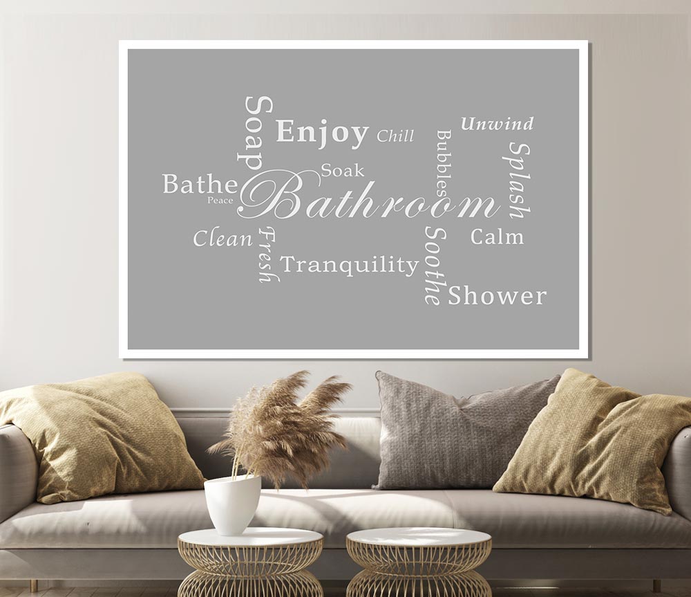 Bathroom Quote Bathroom Tranquility Grey White Print Poster Wall Art
