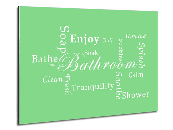 Bathroom Quote Bathroom Tranquility Green Metal Print