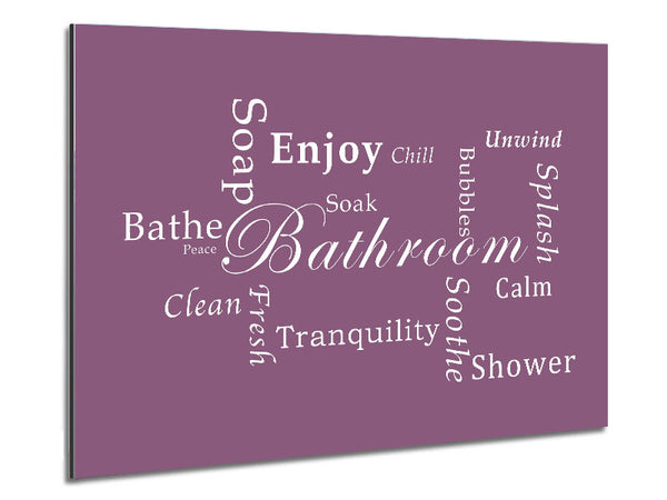 Bathroom Quote Bathroom Tranquility Dusty Pink Metal Print