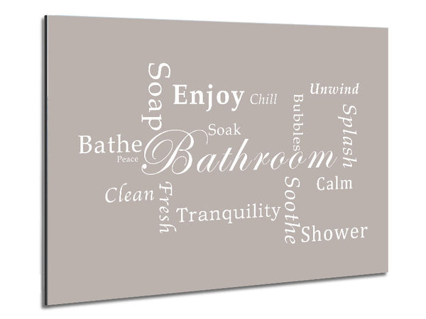Bathroom Quote Bathroom Tranquility Beige Metal Print