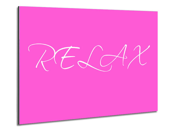 Bathroom Quote Relax Vivid Pink Metal Print
