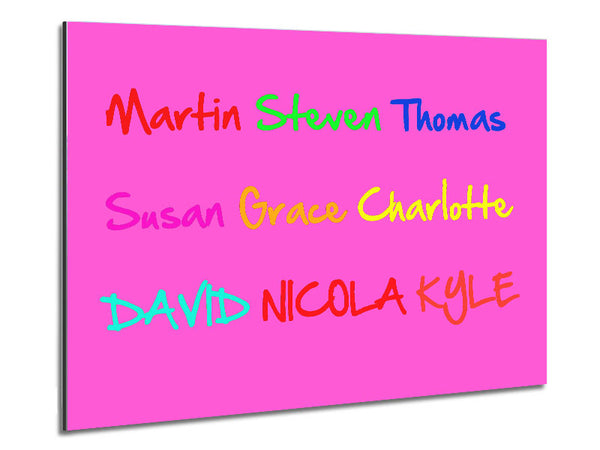 Girls Room Quote Your Name In A Choice Of Colours Vivid Pink Metal Print