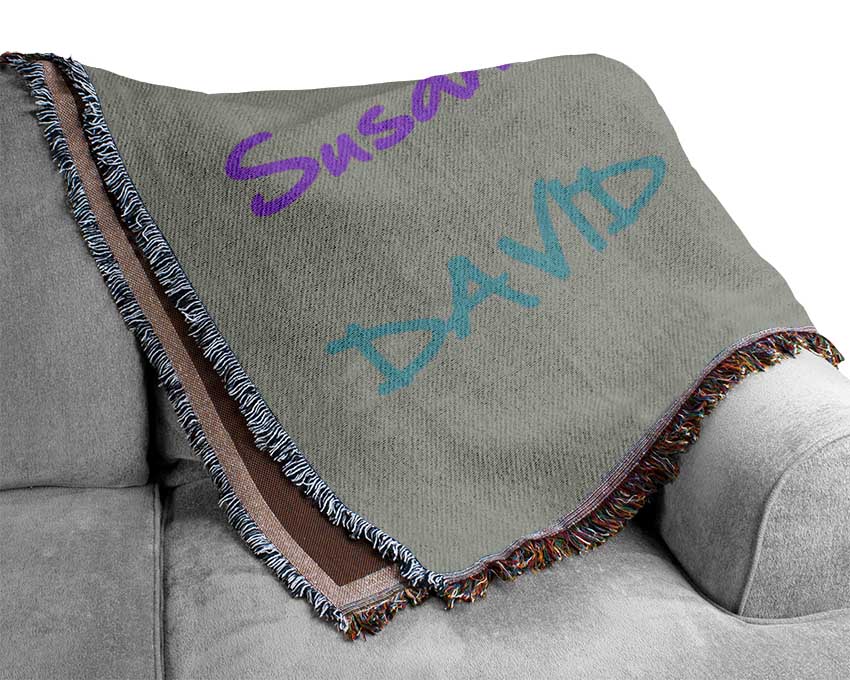 Your Name In A Choice Of Colours Grey White Woven Blanket