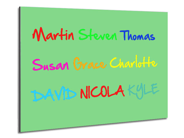 Your Name In A Choice Of Colours Green Metal Print