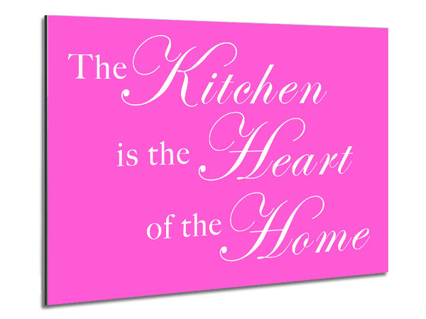 Kitchen Quote The Kitchen Is The Heart Of The Home Vivid Pink Metal Print