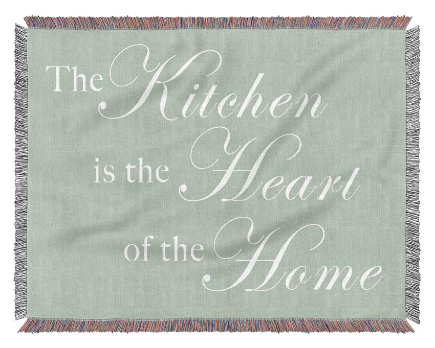 Kitchen Quote The Kitchen Is The Heart Of The Home Beige Woven Blanket