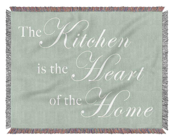 Kitchen Quote The Kitchen Is The Heart Of The Home Beige Woven Blanket