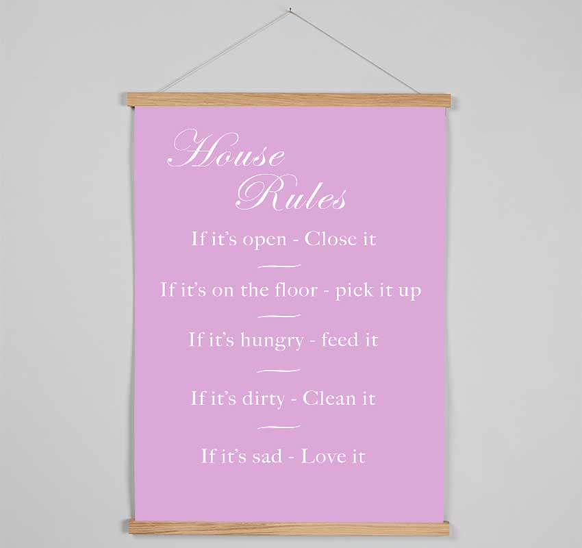 Family Quote House Rules 2 Pink Hanging Poster - Wallart-Direct UK
