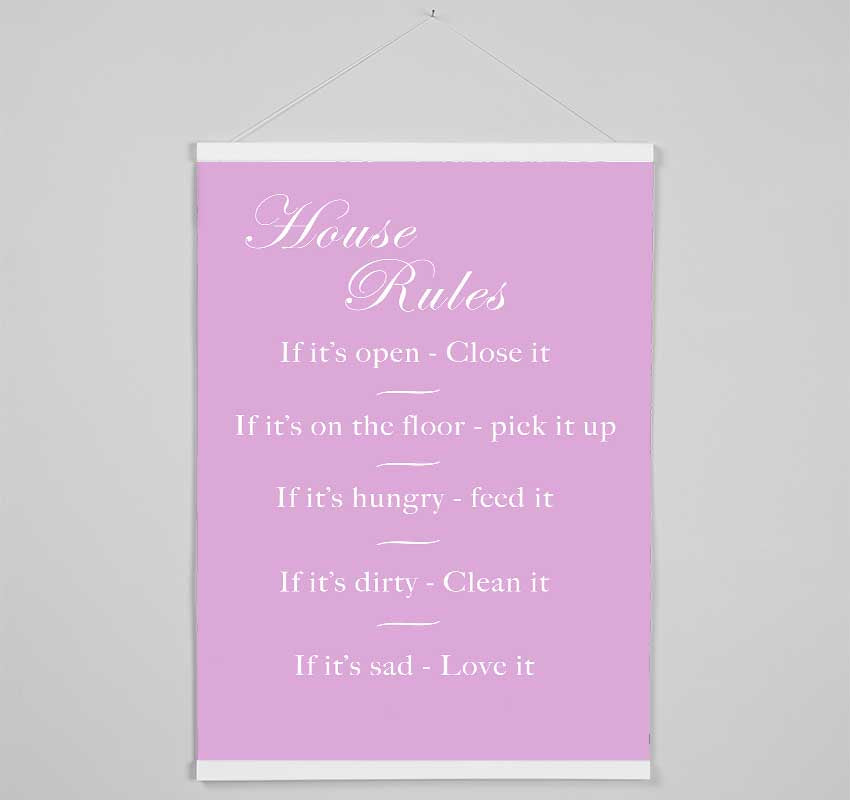Family Quote House Rules 2 Pink Hanging Poster - Wallart-Direct UK