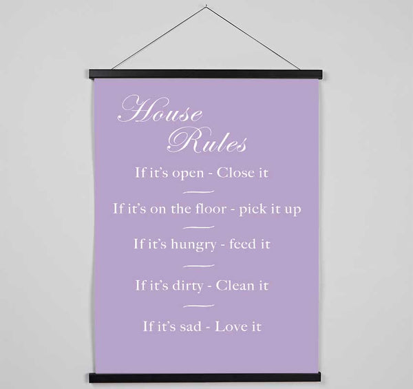 Family Quote House Rules 2 Lilac Hanging Poster - Wallart-Direct UK