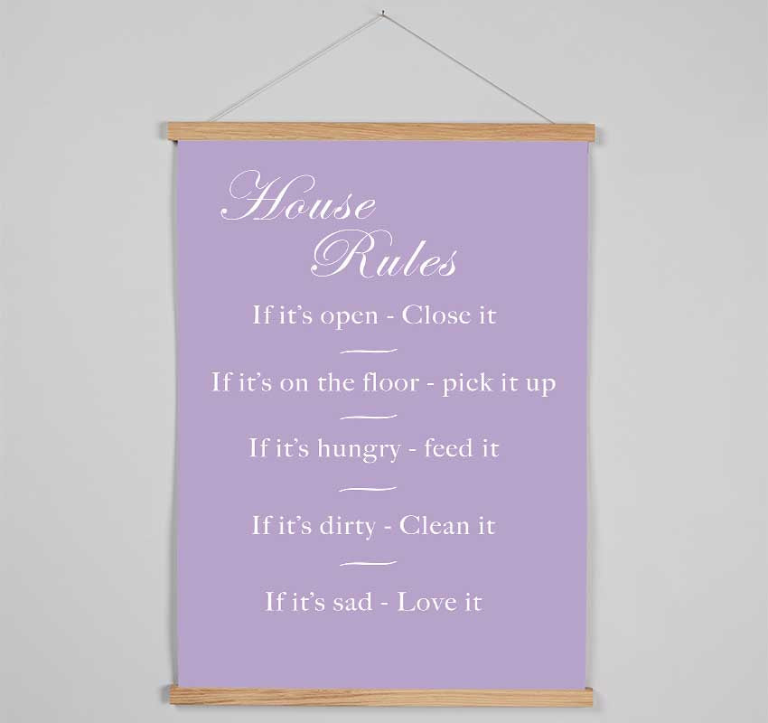 Family Quote House Rules 2 Lilac Hanging Poster - Wallart-Direct UK