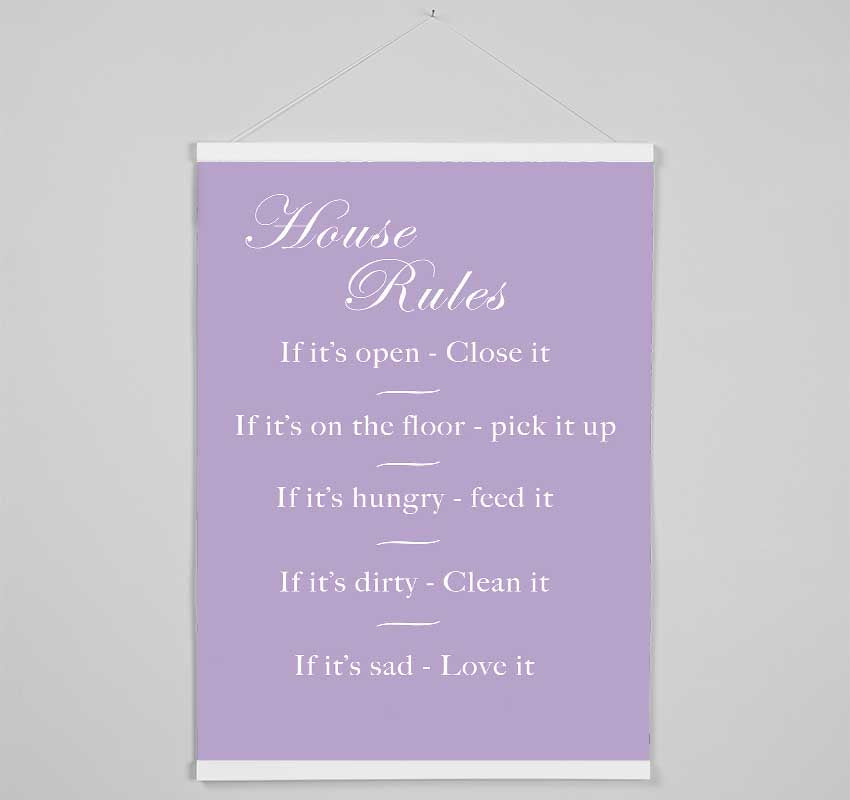 Family Quote House Rules 2 Lilac Hanging Poster - Wallart-Direct UK
