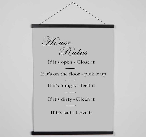 Family Quote House Rules 2 Grey Hanging Poster - Wallart-Direct UK