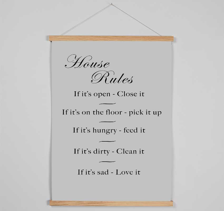 Family Quote House Rules 2 Grey Hanging Poster - Wallart-Direct UK