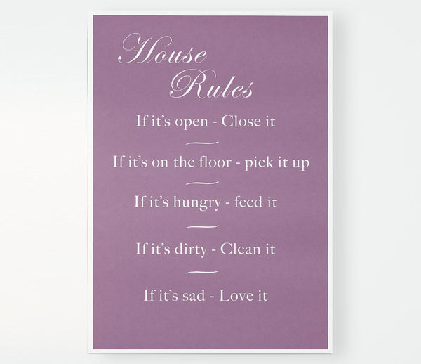 Family Quote House Rules 2 Dusty Pink Print Poster Wall Art