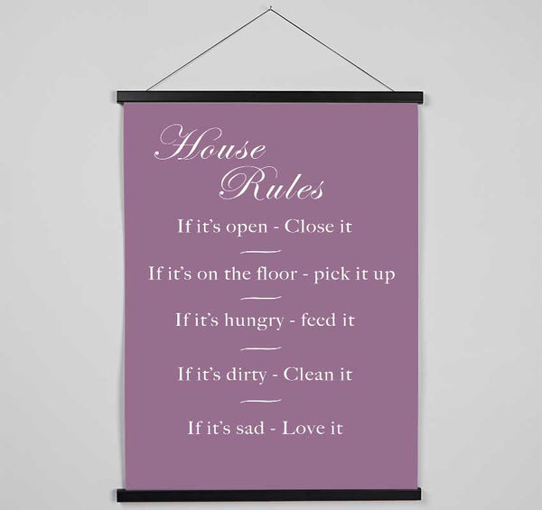 Family Quote House Rules 2 Dusty Pink Hanging Poster - Wallart-Direct UK